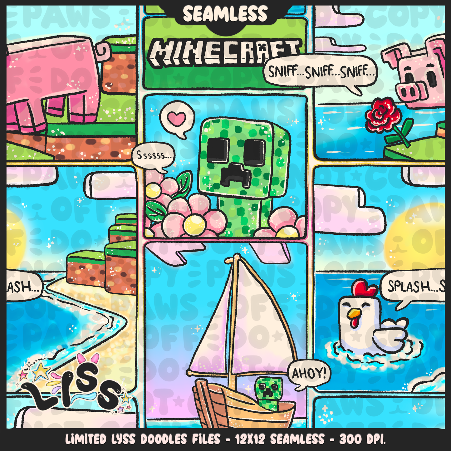 2024 - Lyss Doodles - Seamless - Mains - Mineblox - 24LD080