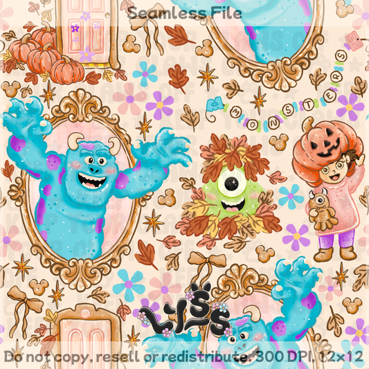 2025 - Lyss Doodles - Seamless - Main - Monsters Frame - 25LD052