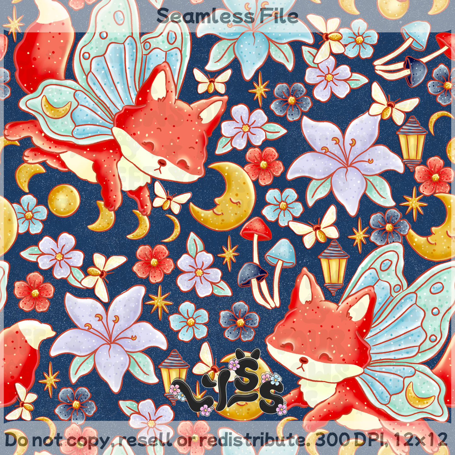 2025 - Lyss Doodles - Seamless - Moth Fox - 25LD062
