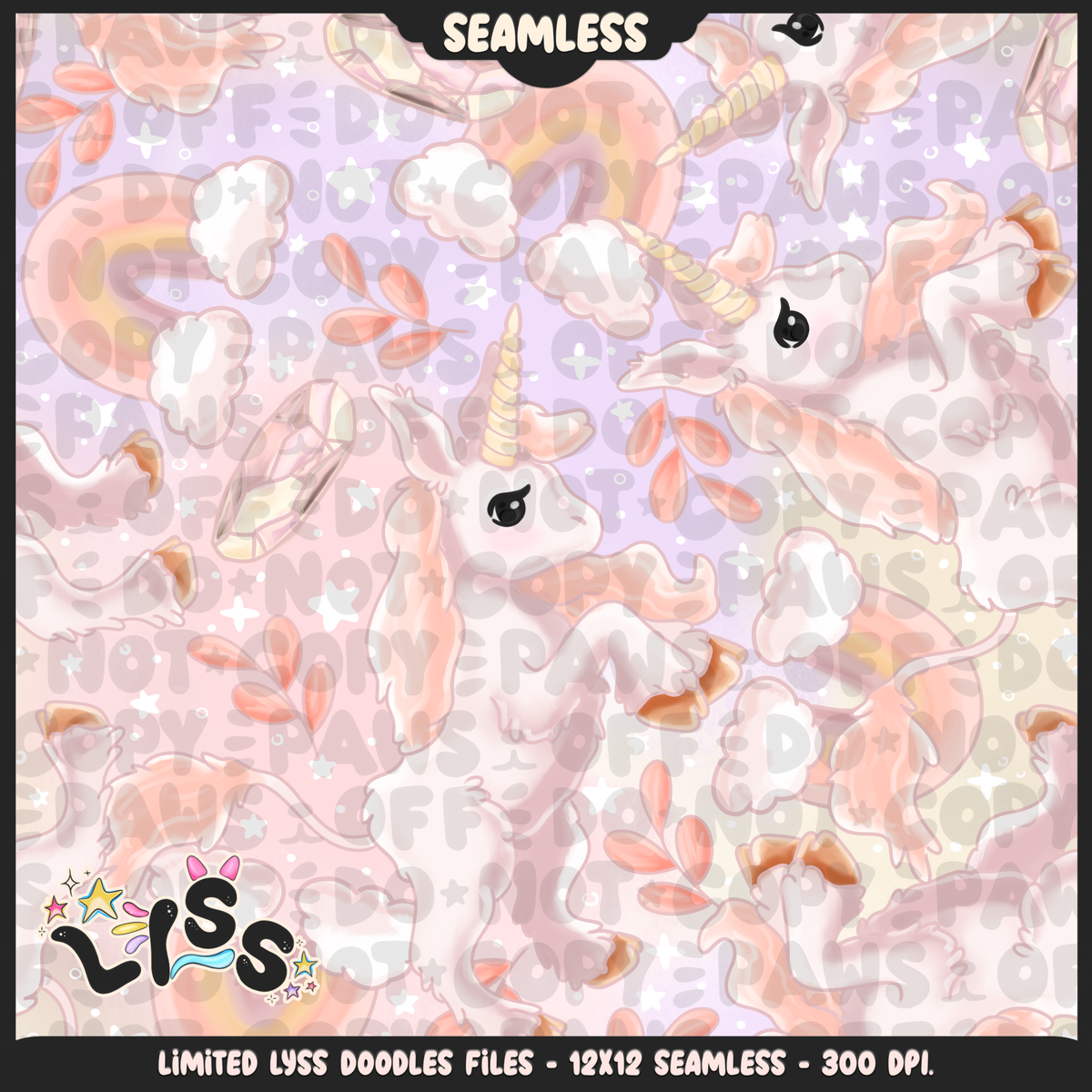 2024 - Lyss Doodles - Seamless - Mains - Mythical Unicorns - 24LD032