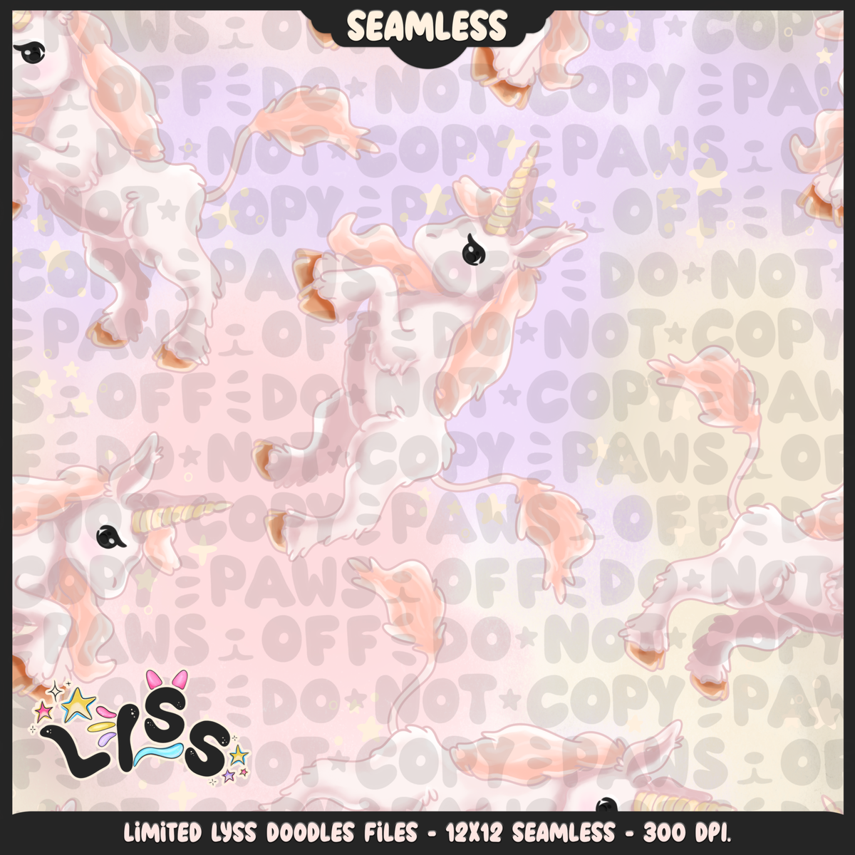 2024 - Lyss Doodles - Seamless - Mains - Mythical Unicorns - 24LD032
