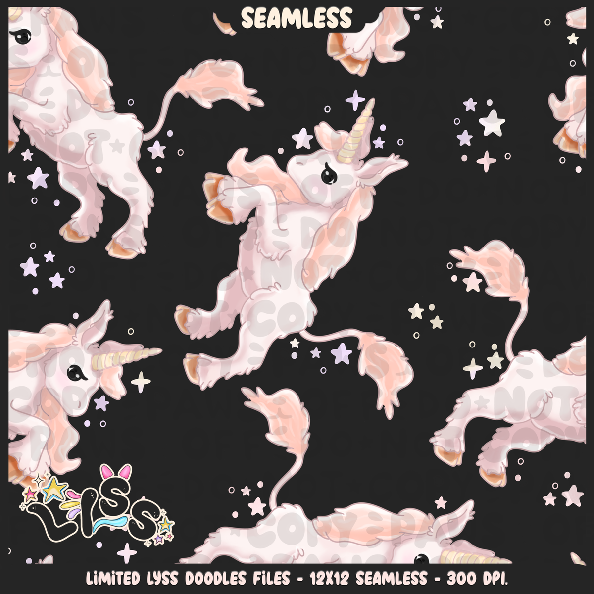 2024 - Lyss Doodles - Seamless - Mains - Mythical Unicorns - 24LD032