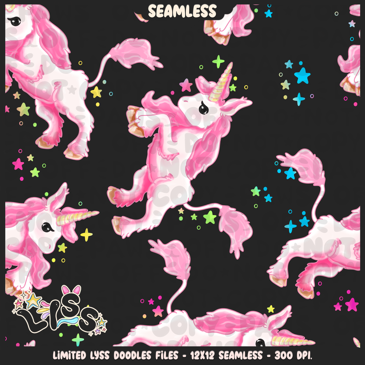 2024 - Lyss Doodles - Seamless - Mains - Mythical Unicorns - 24LD032