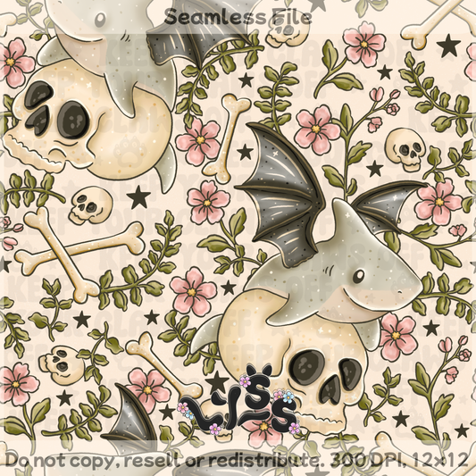 2025 - Lyss Doodles - Seamless - Nocturnal Jaws - 25LD060