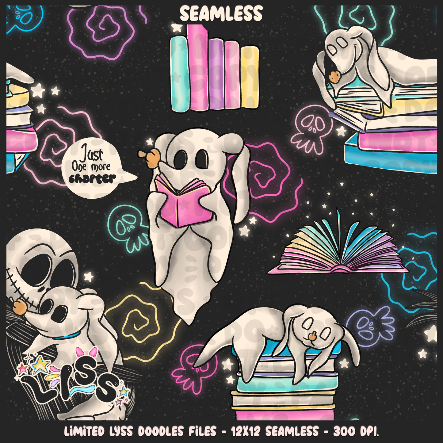2024 - Lyss Doodles - Seamless - Mains - Reading Nightmare - 24LD017