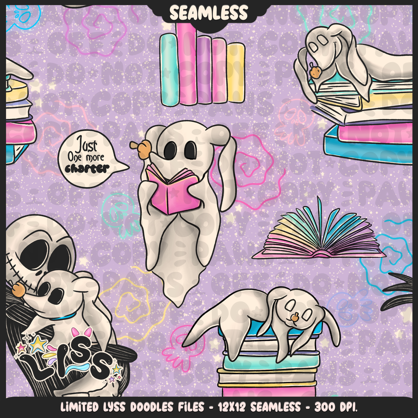 2024 - Lyss Doodles - Seamless - Mains - Reading Nightmare - 24LD017