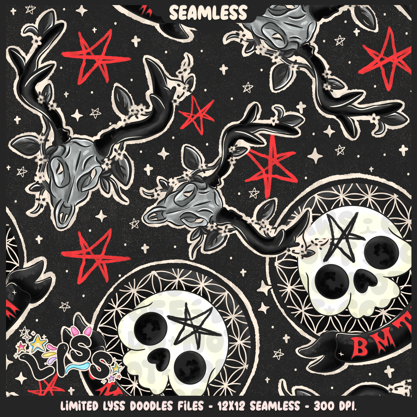 2024 - Lyss Doodles - Seamless - Mains - SCREAMO COLLAB - 24LD038