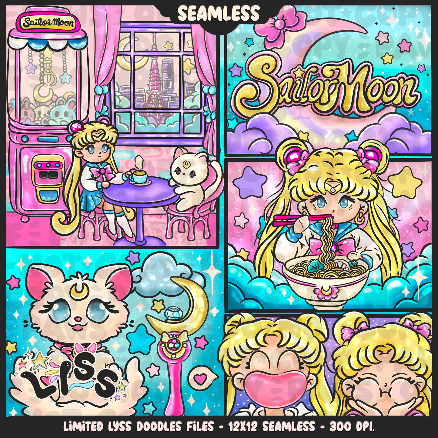 2024 - Lyss Doodles - Seamless - Mains - Moon Cafe