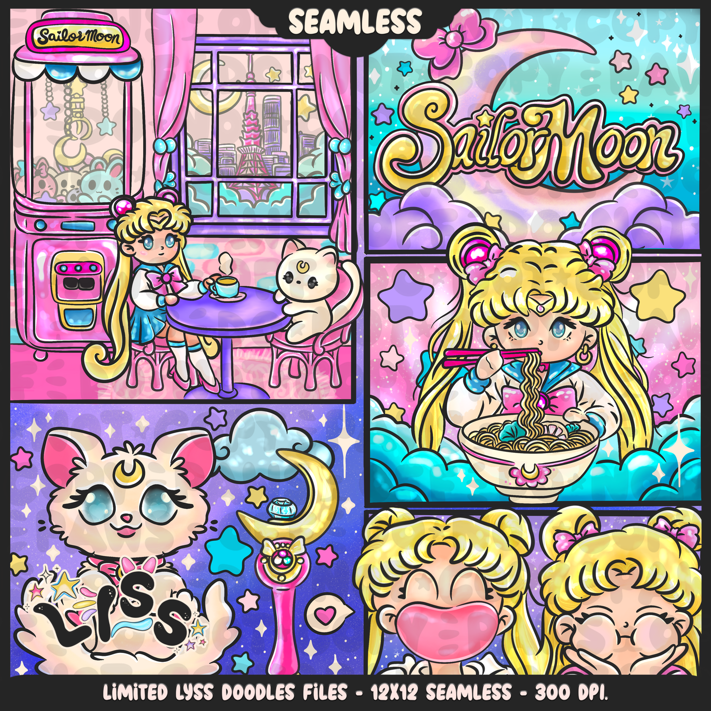 2024 - Lyss Doodles - Seamless - Mains - Moon Cafe
