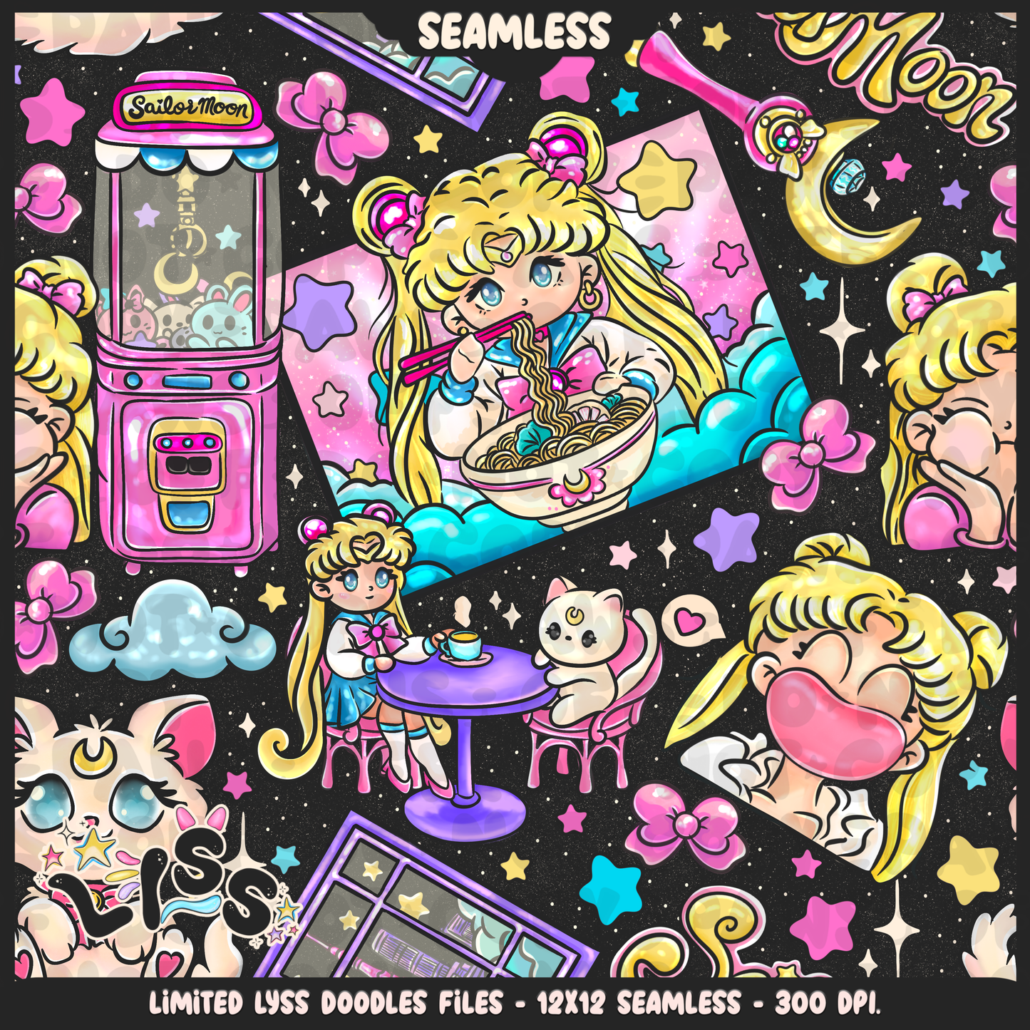 2024 - Lyss Doodles - Seamless - Mains - Moon Cafe