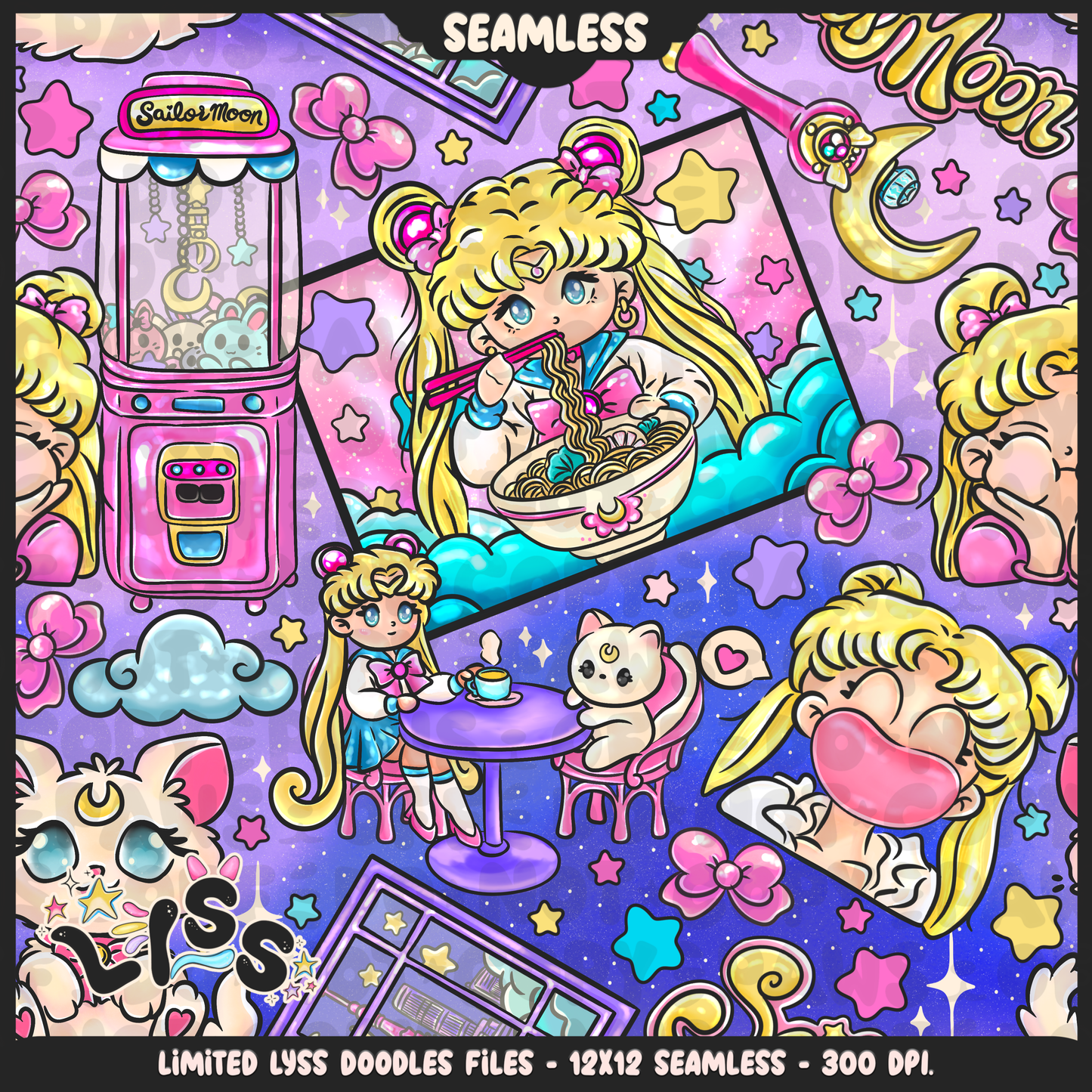 2024 - Lyss Doodles - Seamless - Mains - Moon Cafe