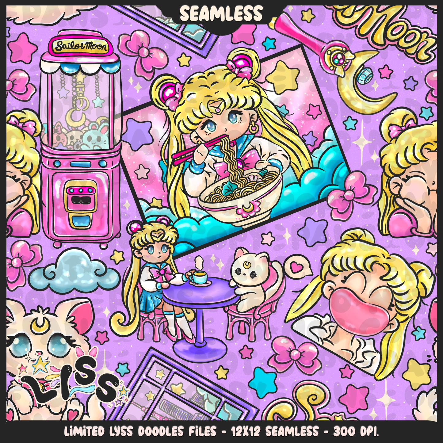 2024 - Lyss Doodles - Seamless - Mains - Moon Cafe