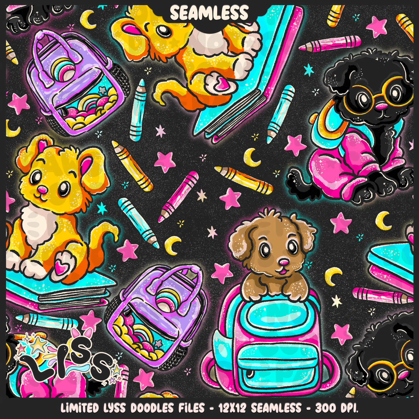 2024 - Lyss Doodles - Seamless - Mains - School Dogs - 24LD072