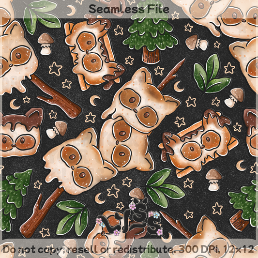 2025 - Lyss Doodles - Seamless - Smore Bandit - 25LD042