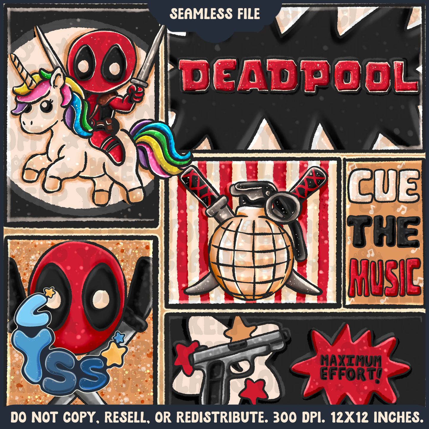 2024 - Lyss Doodles - Seamless - Mains - Superhero Collection - Funny Guy - 24LD088