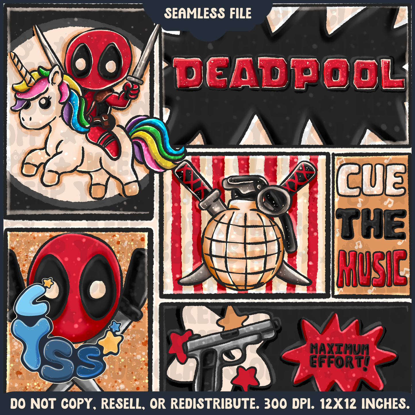 2024 - Lyss Doodles - Seamless - Mains - Superhero Collection - Funny Guy - 24LD088