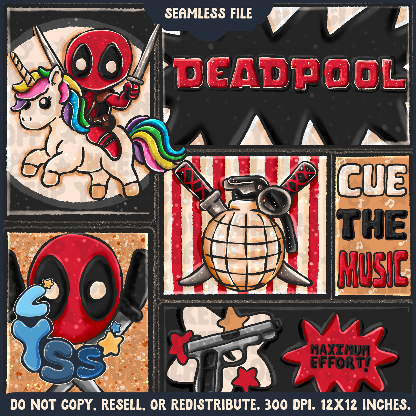 2024 - Lyss Doodles - Seamless - Mains - Superhero Collection - Funny Guy - 24LD088