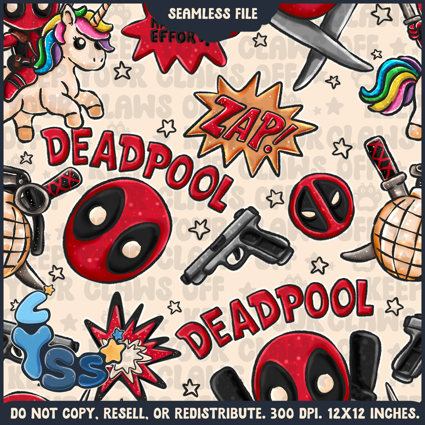 2024 - Lyss Doodles - Seamless - Mains - Superhero Collection - Funny Guy - 24LD088