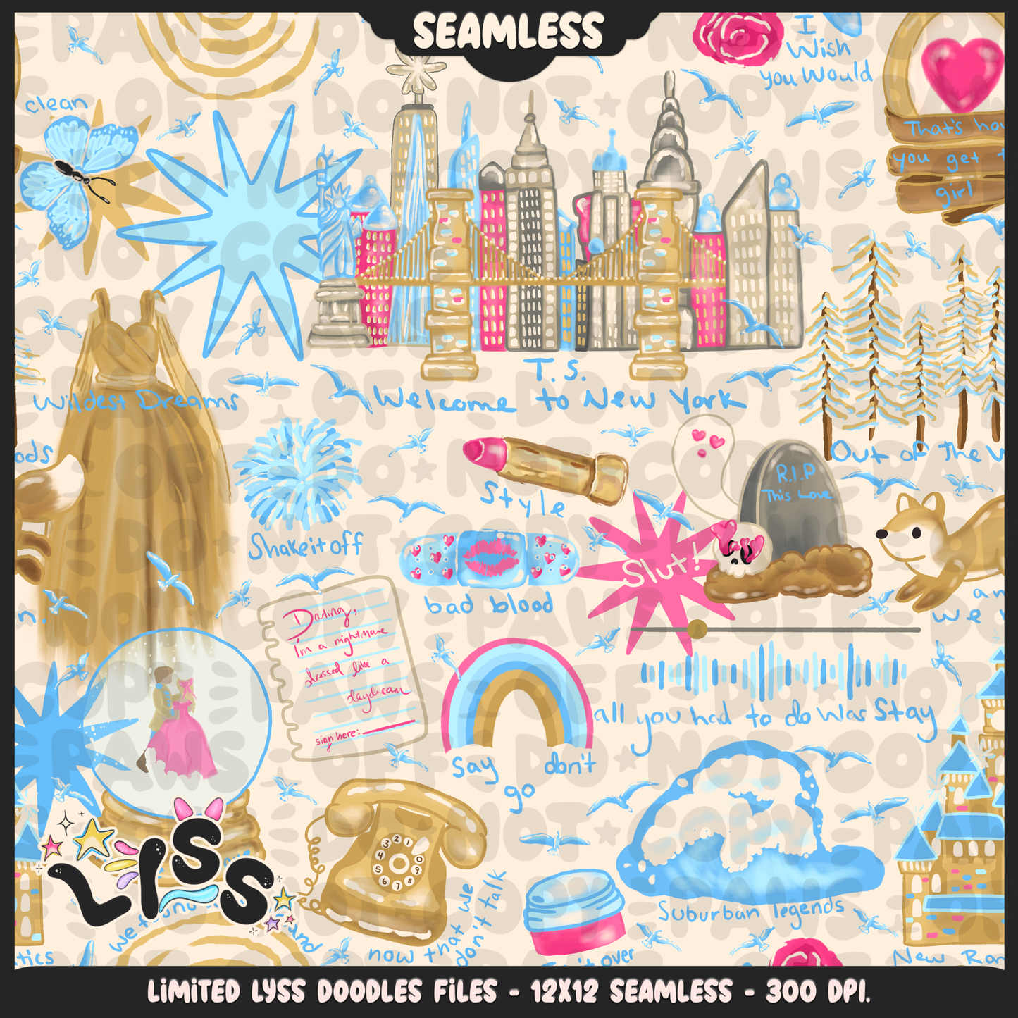 2024 - Lyss Doodles - Seamless - Mains - Tay Collab - NYC - 24LD022
