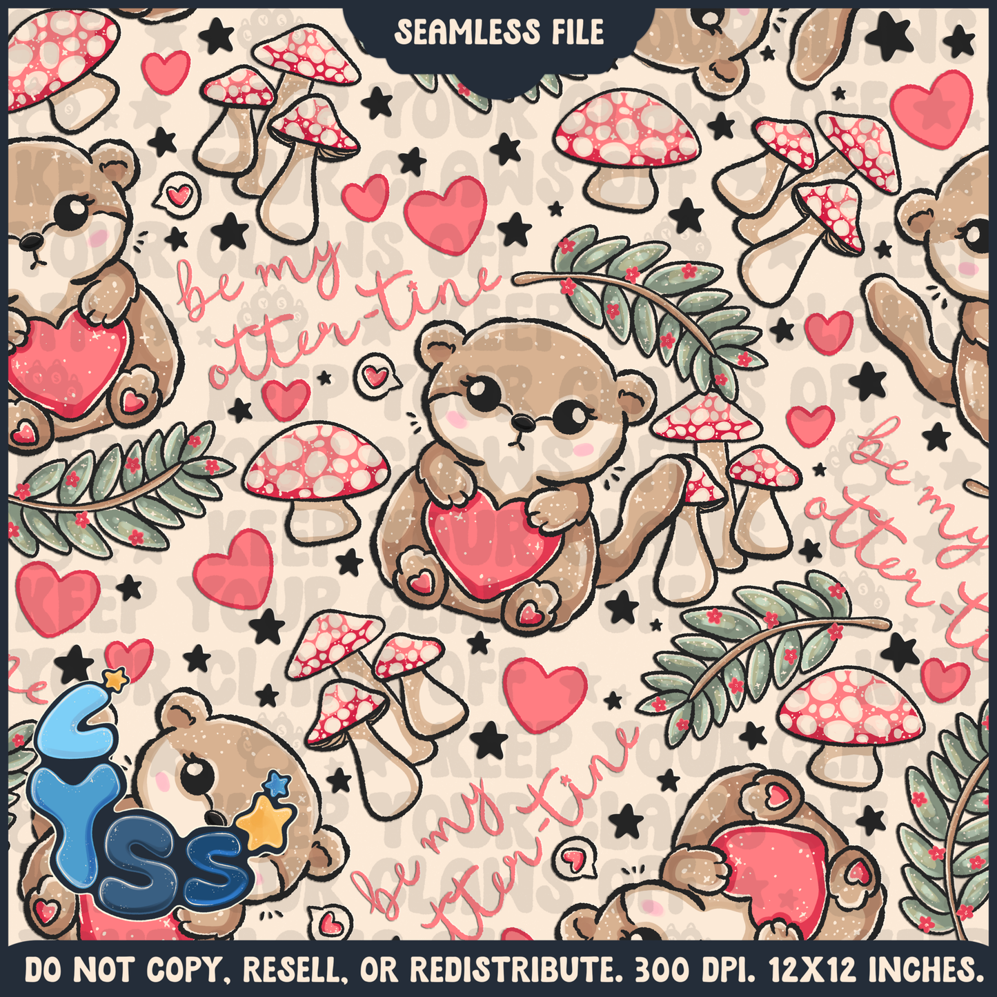 2024 - Lyss Doodles - Seamless - Mains - Woodland Valentine Animals -  24LD083