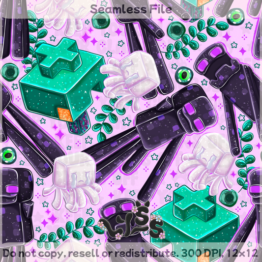 2025 - Lyss Doodles - Seamless - Warped Forest - Nether - 25LD031