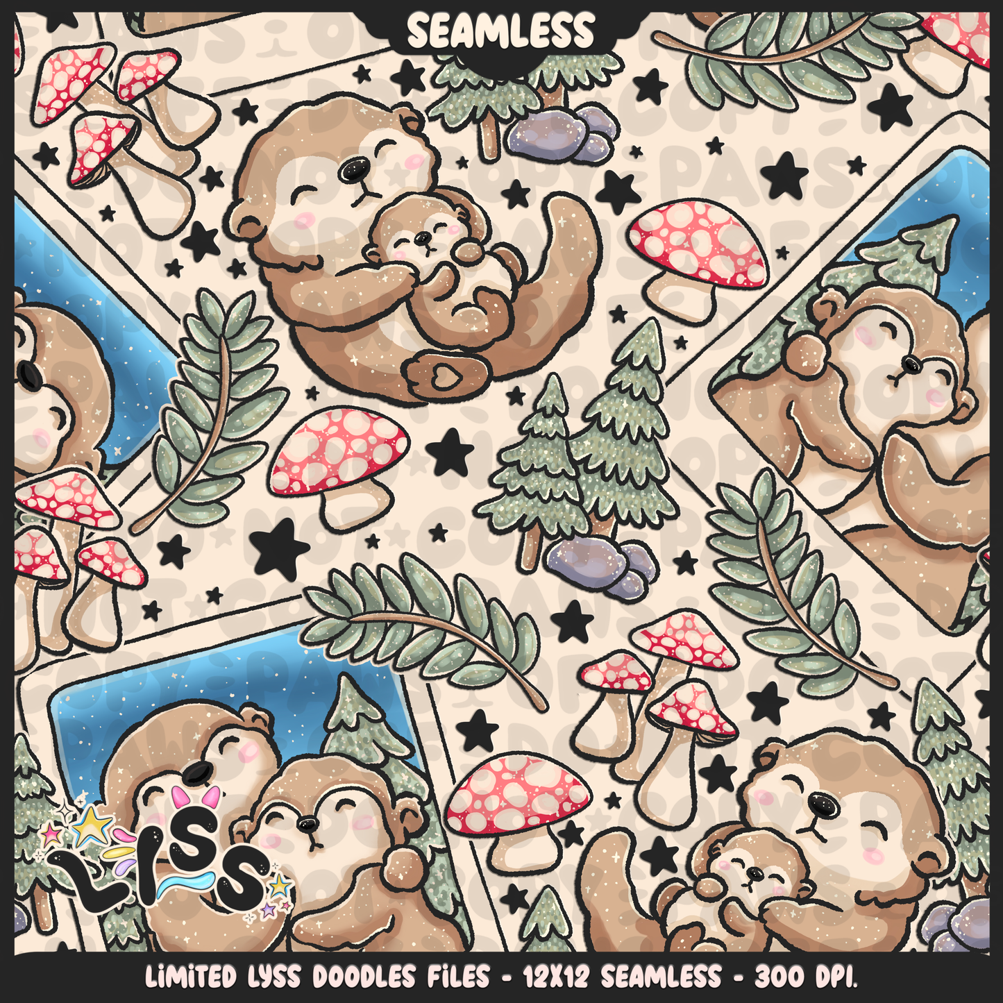 2024 - Lyss Doodles - Seamless - Mains - Woodland Animals -  24LD082