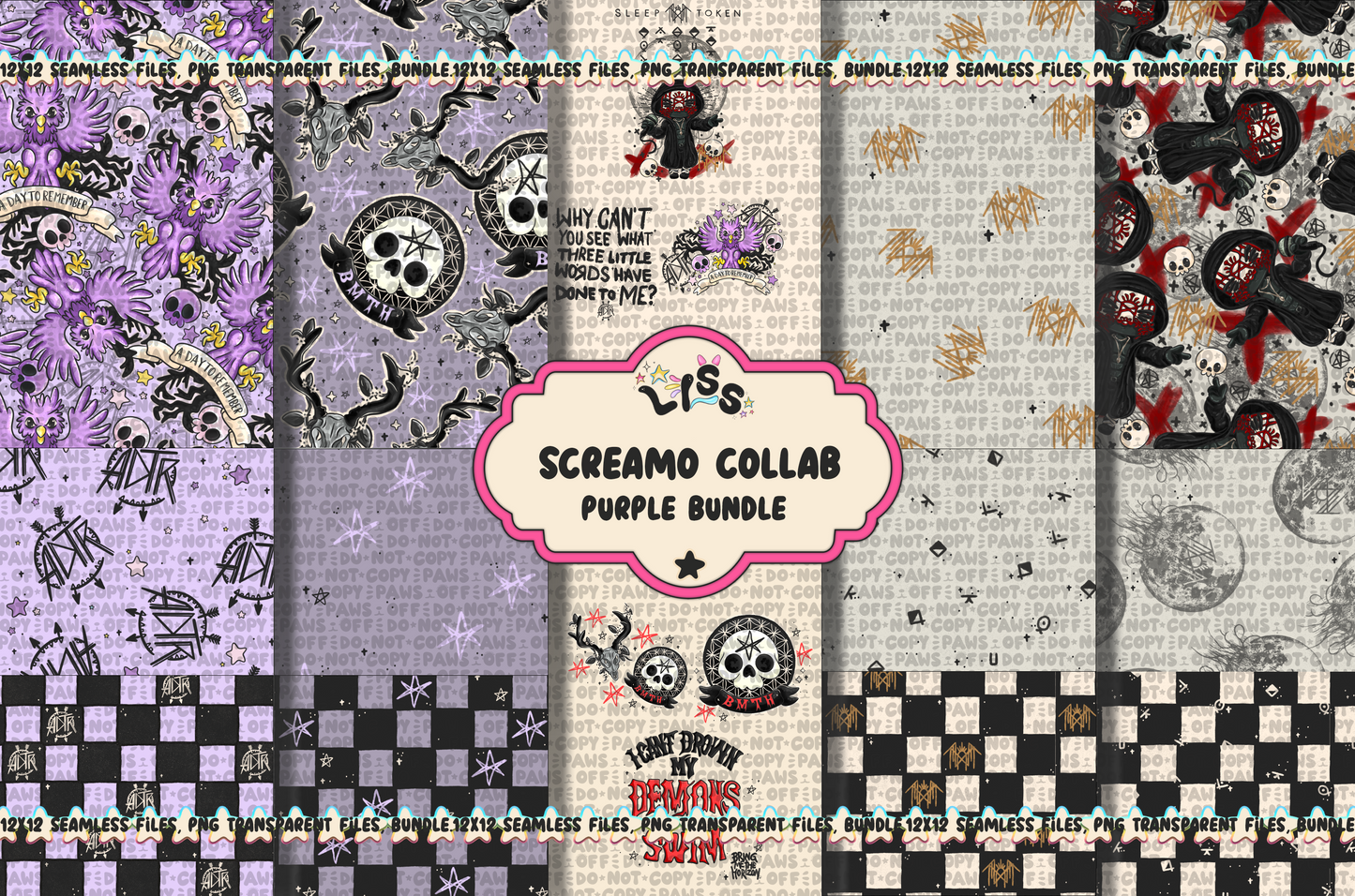2024 - Lyss Doodles - Seamless - BUNDLES - SCREAMO COLLAB - 24LD037-39