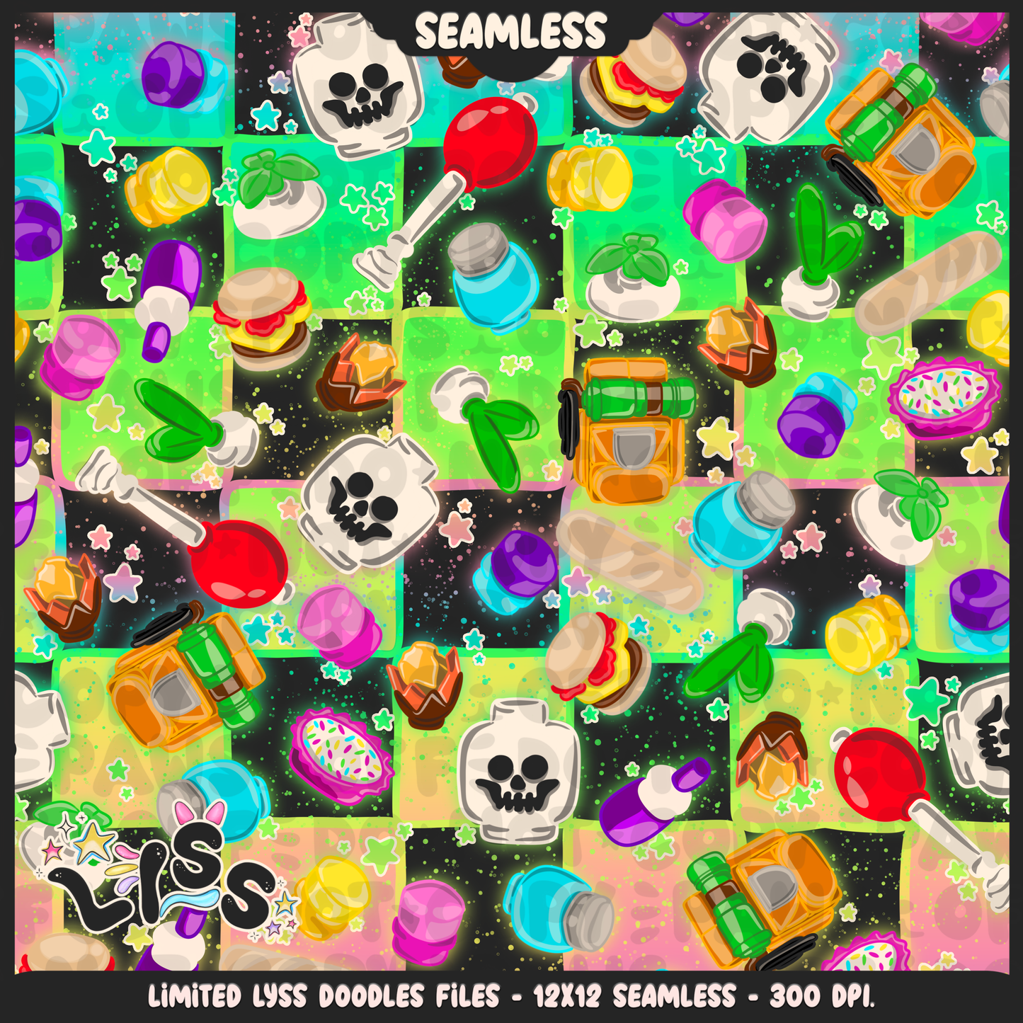 2024 - Lyss Doodles - Seamless - Fort Battle - Blocks - SEMI - EXCLUSIVES