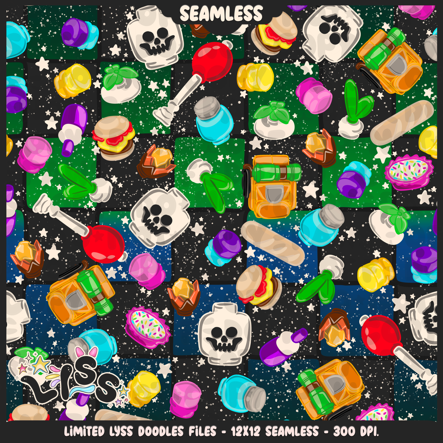2024 - Lyss Doodles - Seamless - Fort Battle - Blocks - SEMI - EXCLUSIVES