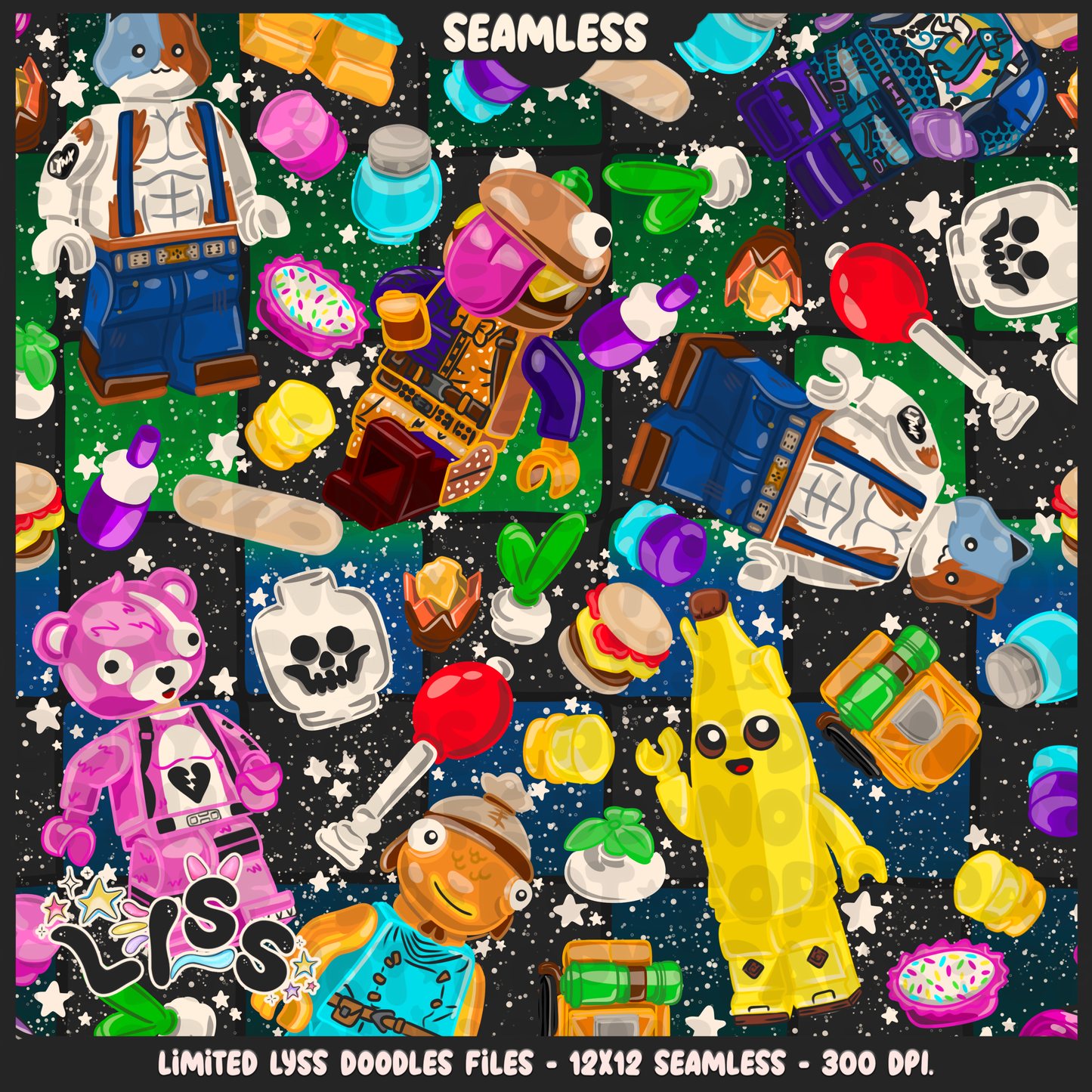2024 - Lyss Doodles - Seamless - Fort Battle - Blocks - SEMI - EXCLUSIVES