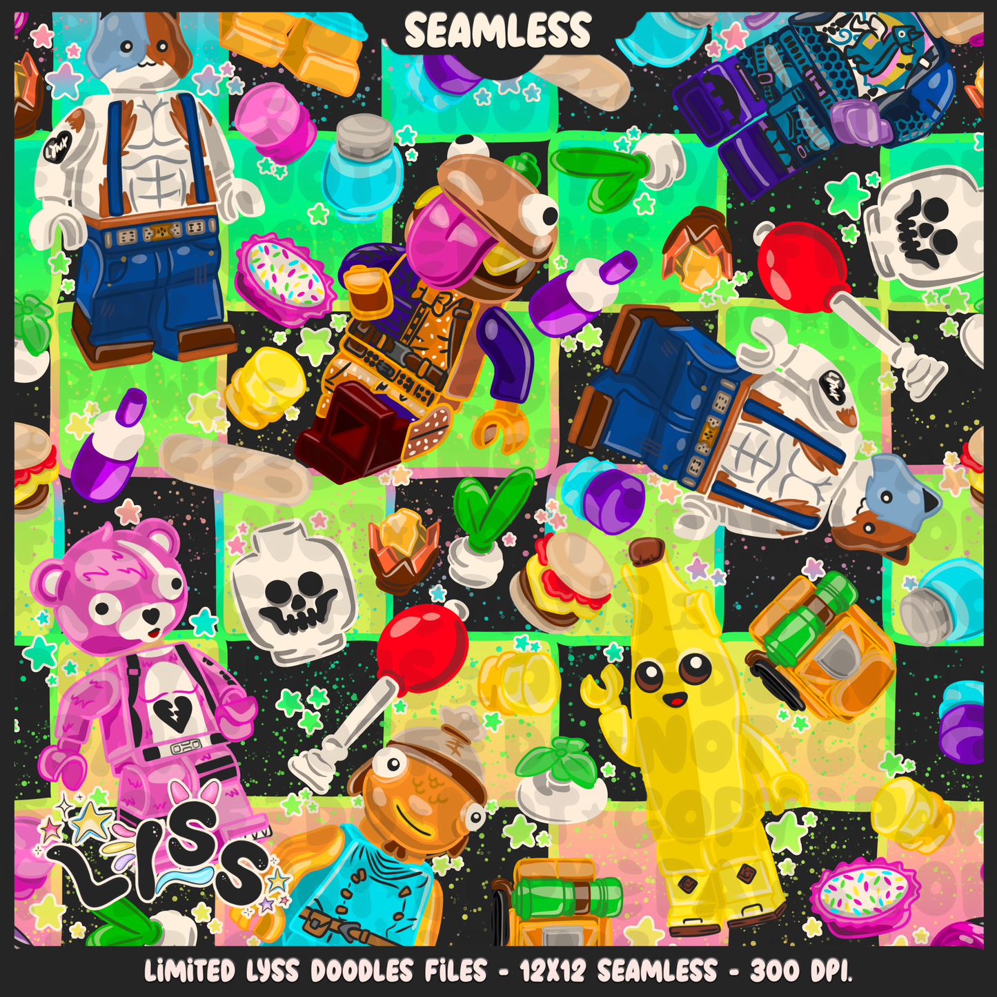 2024 - Lyss Doodles - Seamless - Fort Battle - Blocks - SEMI - EXCLUSIVES