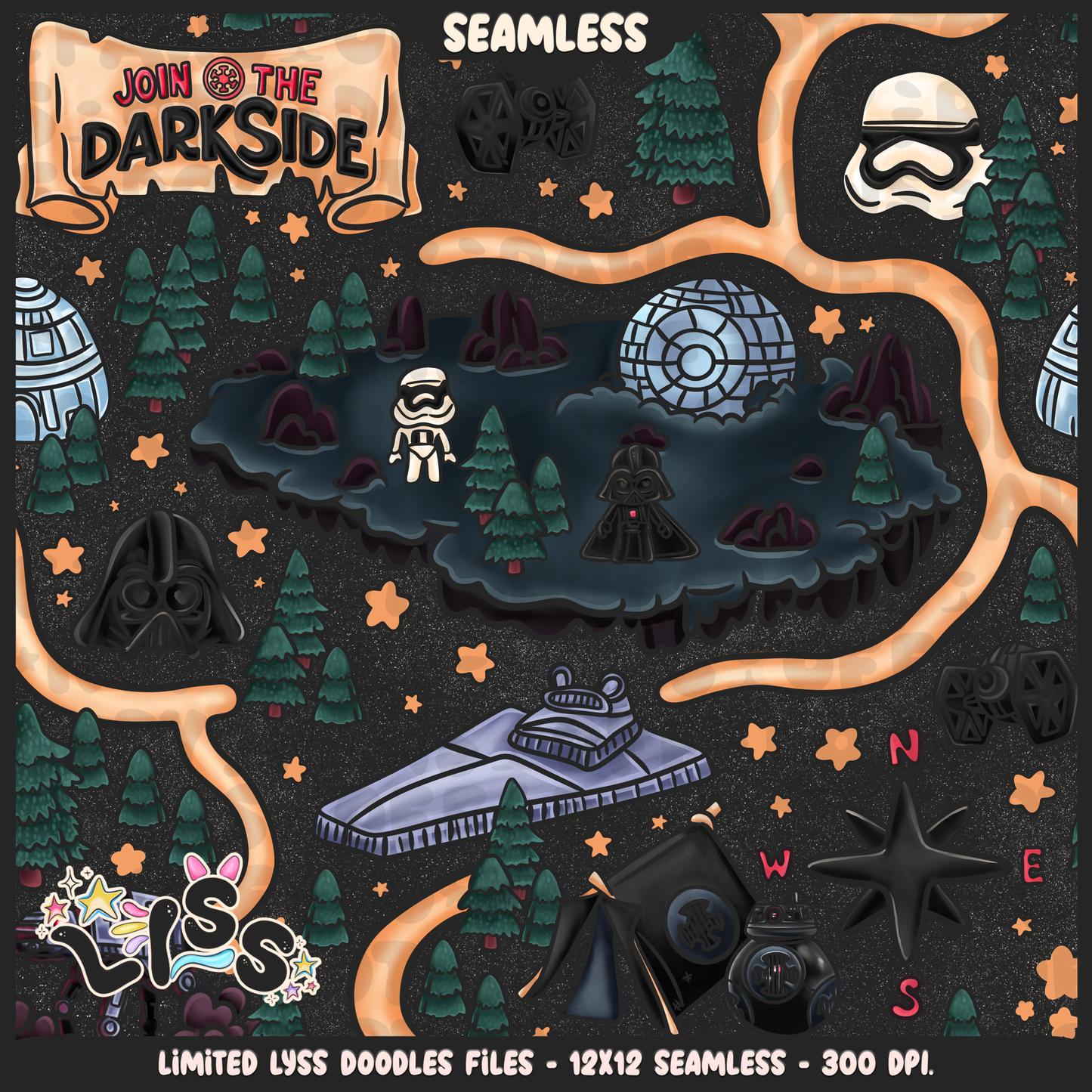 2024 - Lyss Doodles - Seamless - Mains - May Fourth Event - Sith Adventure - 24LD045