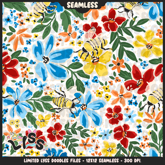 2023 - Lyss Doodles -  Seamless - Mains -  Floral - 23LD028