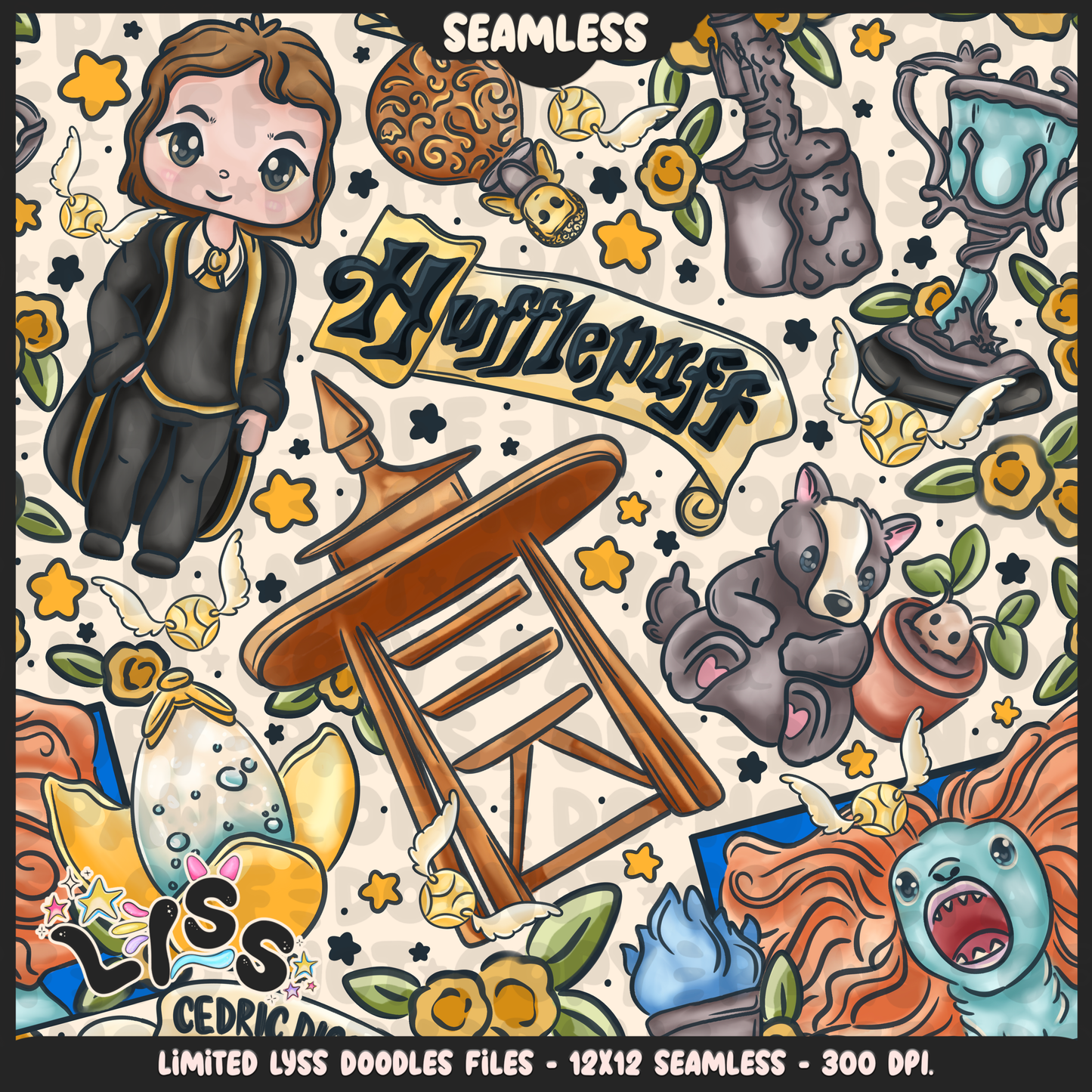 2024 - Lyss Doodles - Seamless - Mains - HP Pride - Huffle - 24LD032