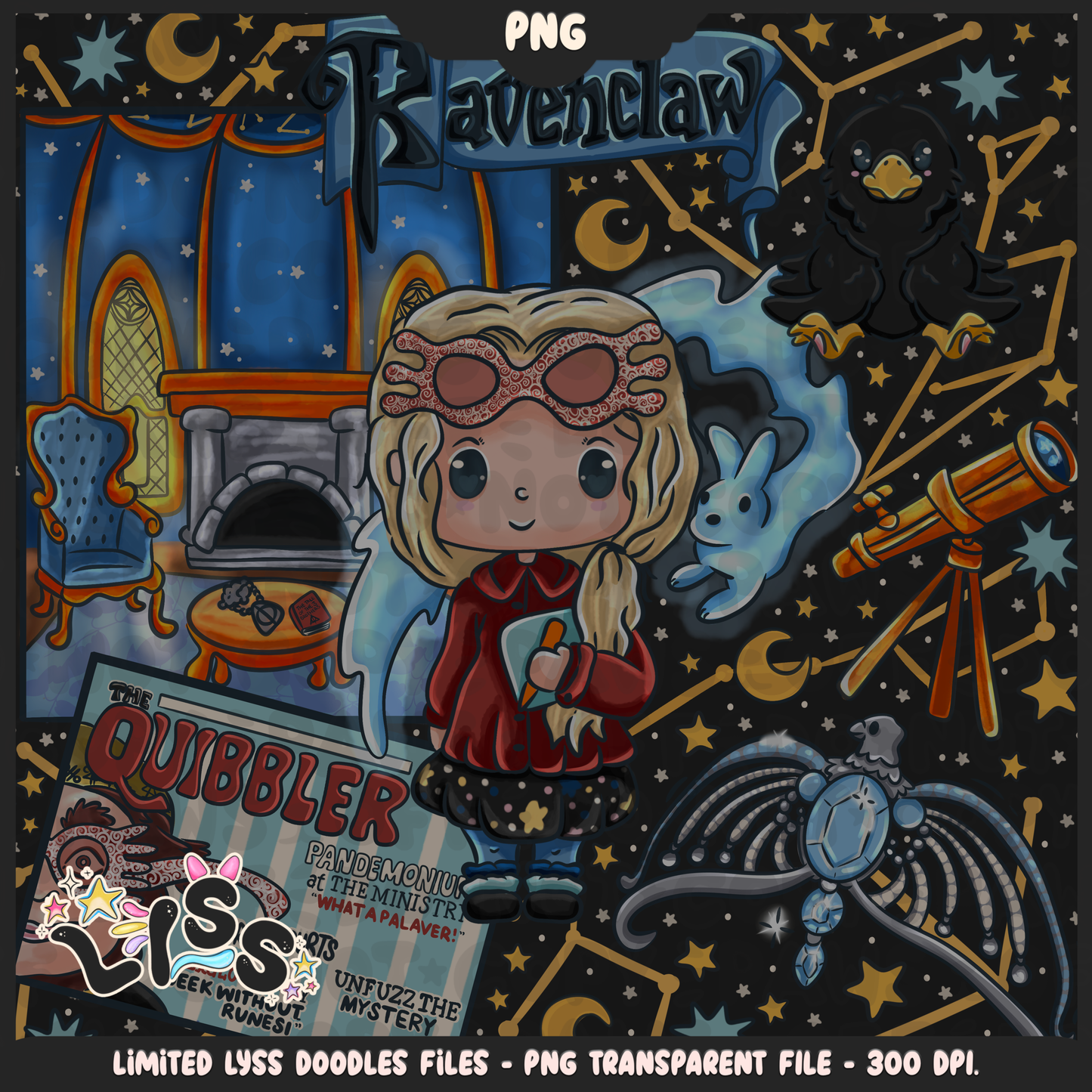 2024 - Lyss Doodles -  PNG Files - HP Pride Day - RavenClaw - 24LD035