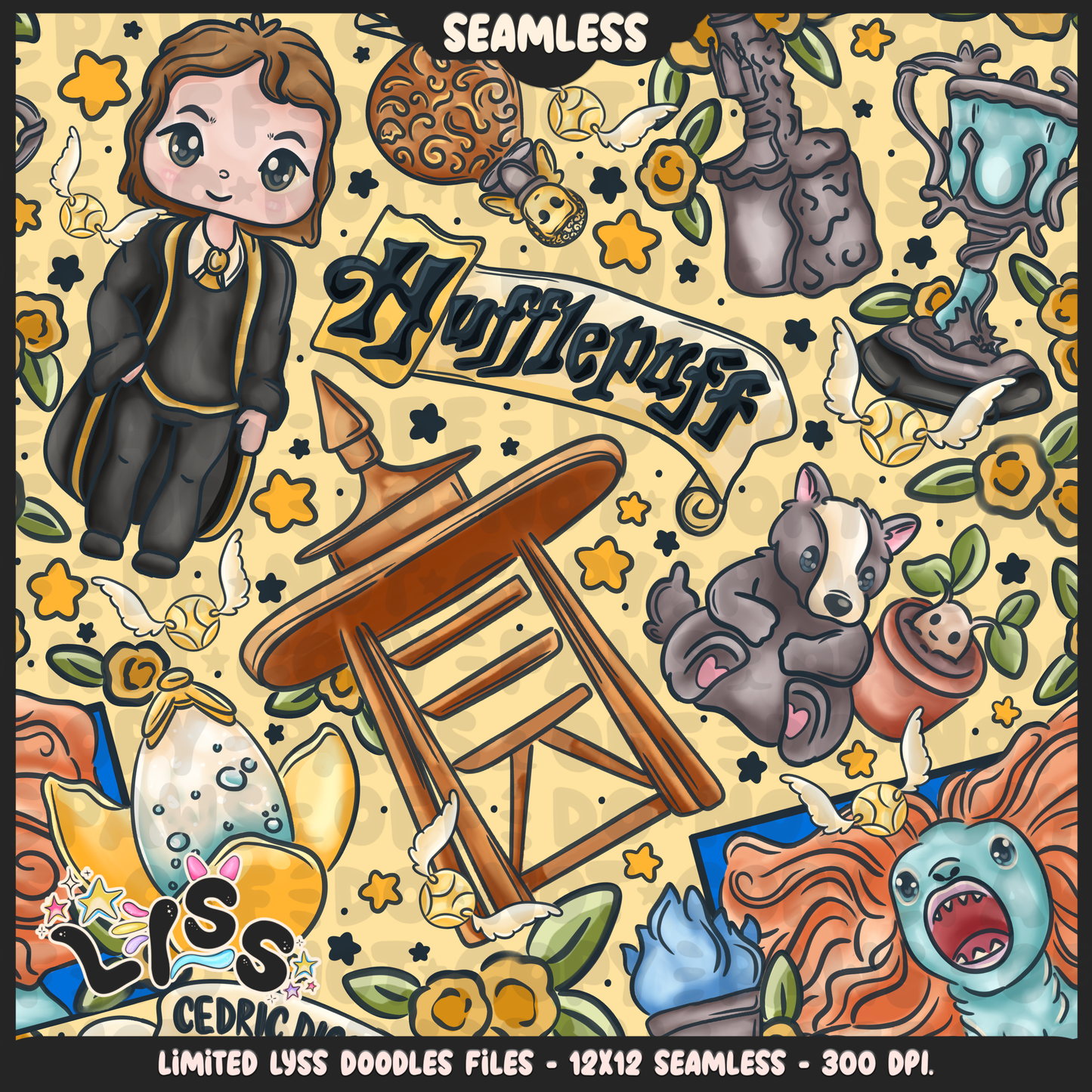 2024 - Lyss Doodles - Seamless - Mains - HP Pride - Huffle - 24LD032