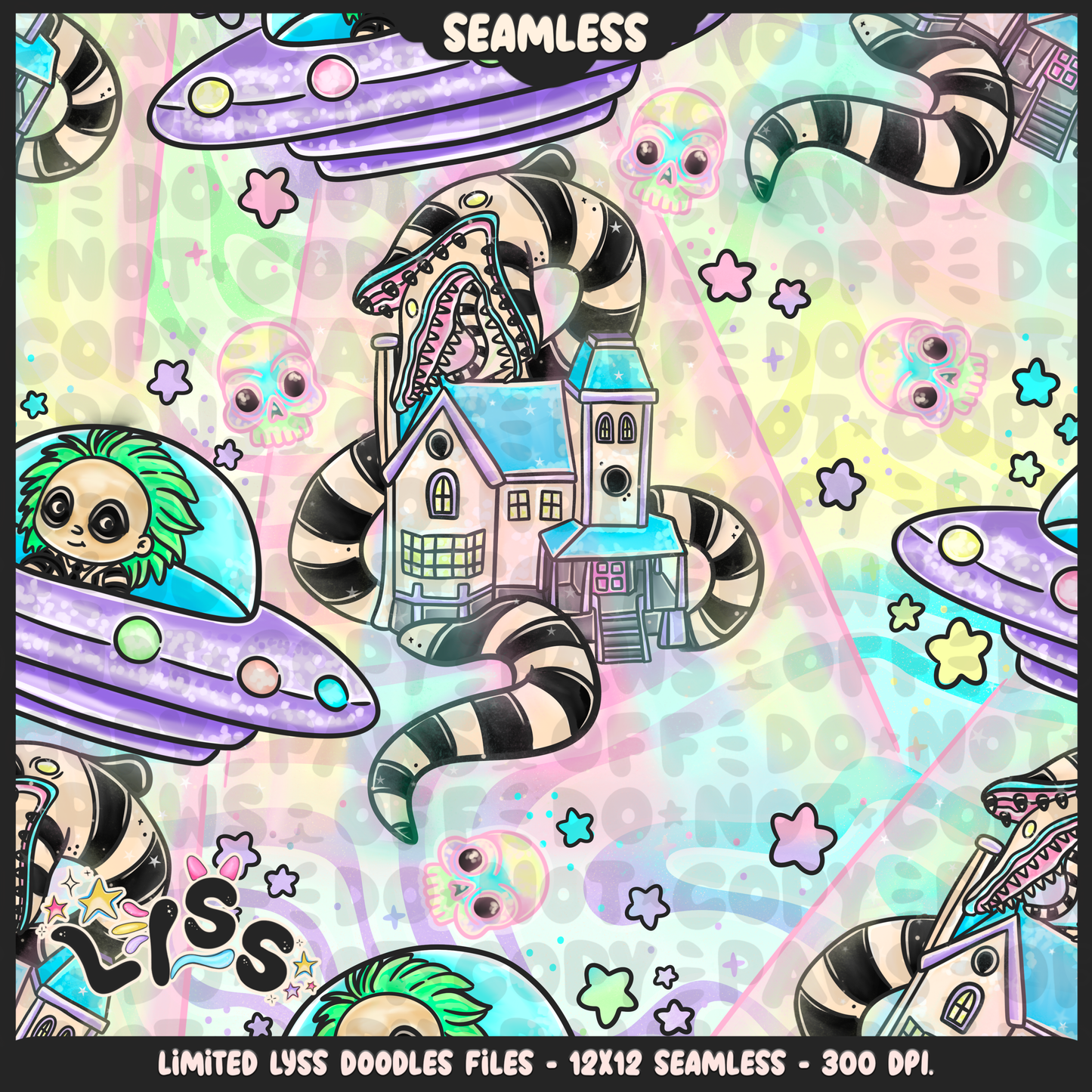 2024 - Lyss Doodles - Seamless - Mains - Beetle x Love kyr Collab - UFO - 24LD054