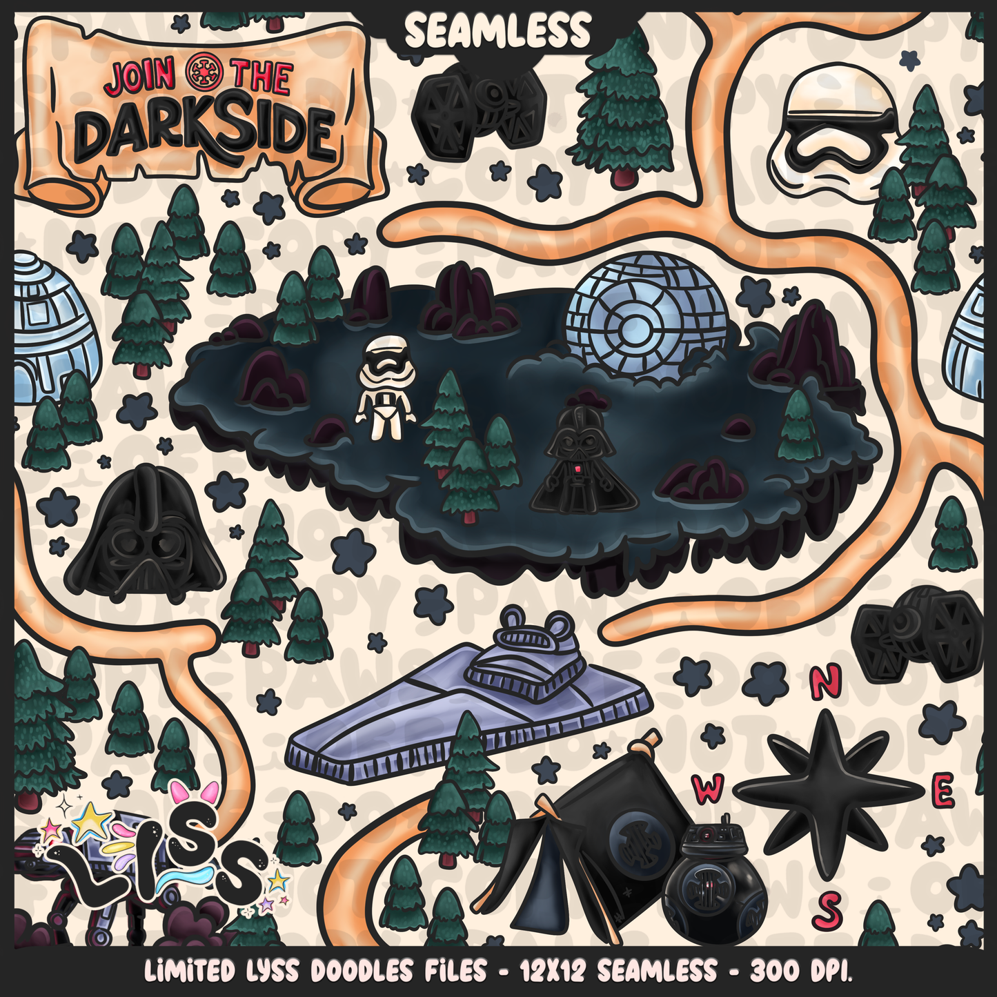 2024 - Lyss Doodles - Seamless - Mains - May Fourth Event - Sith Adventure - 24LD045