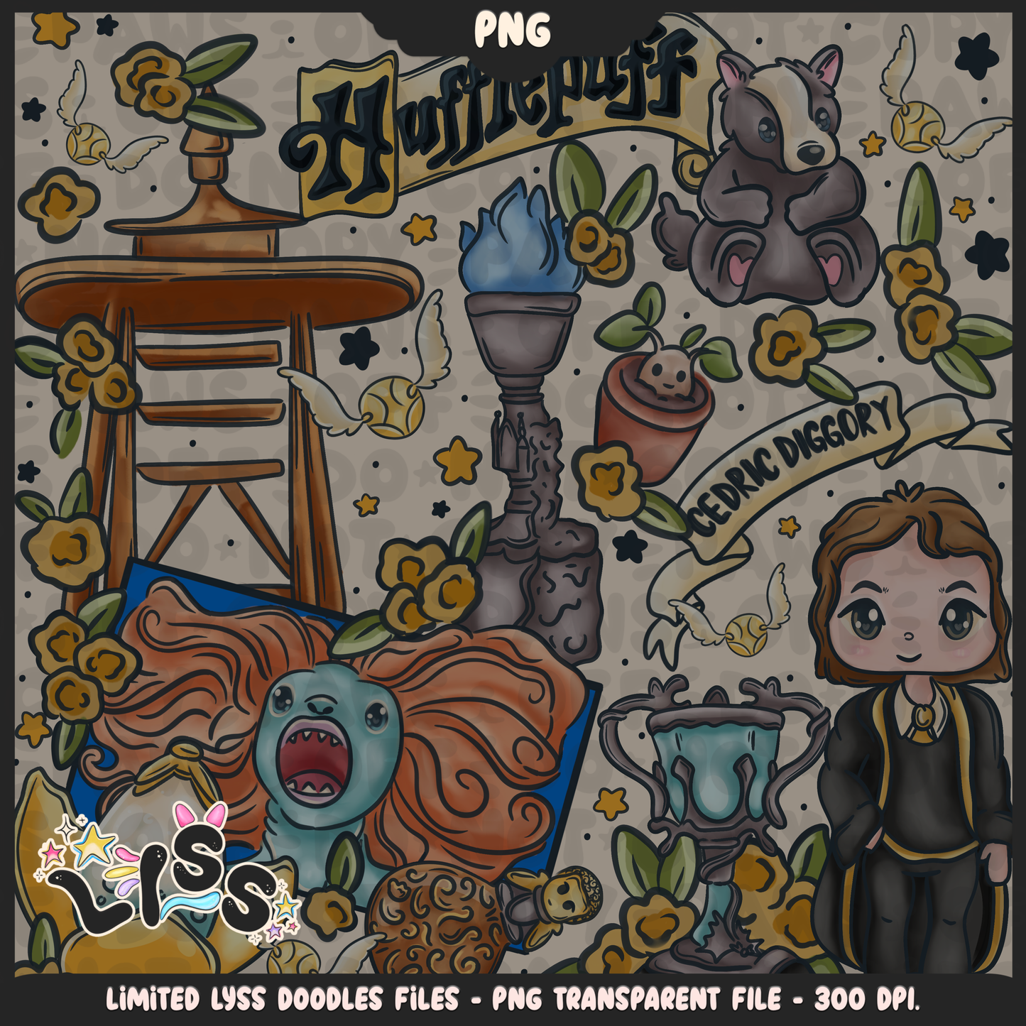 2024 - Lyss Doodles -  PNG Files - HP Pride - Huffle - 24LD032