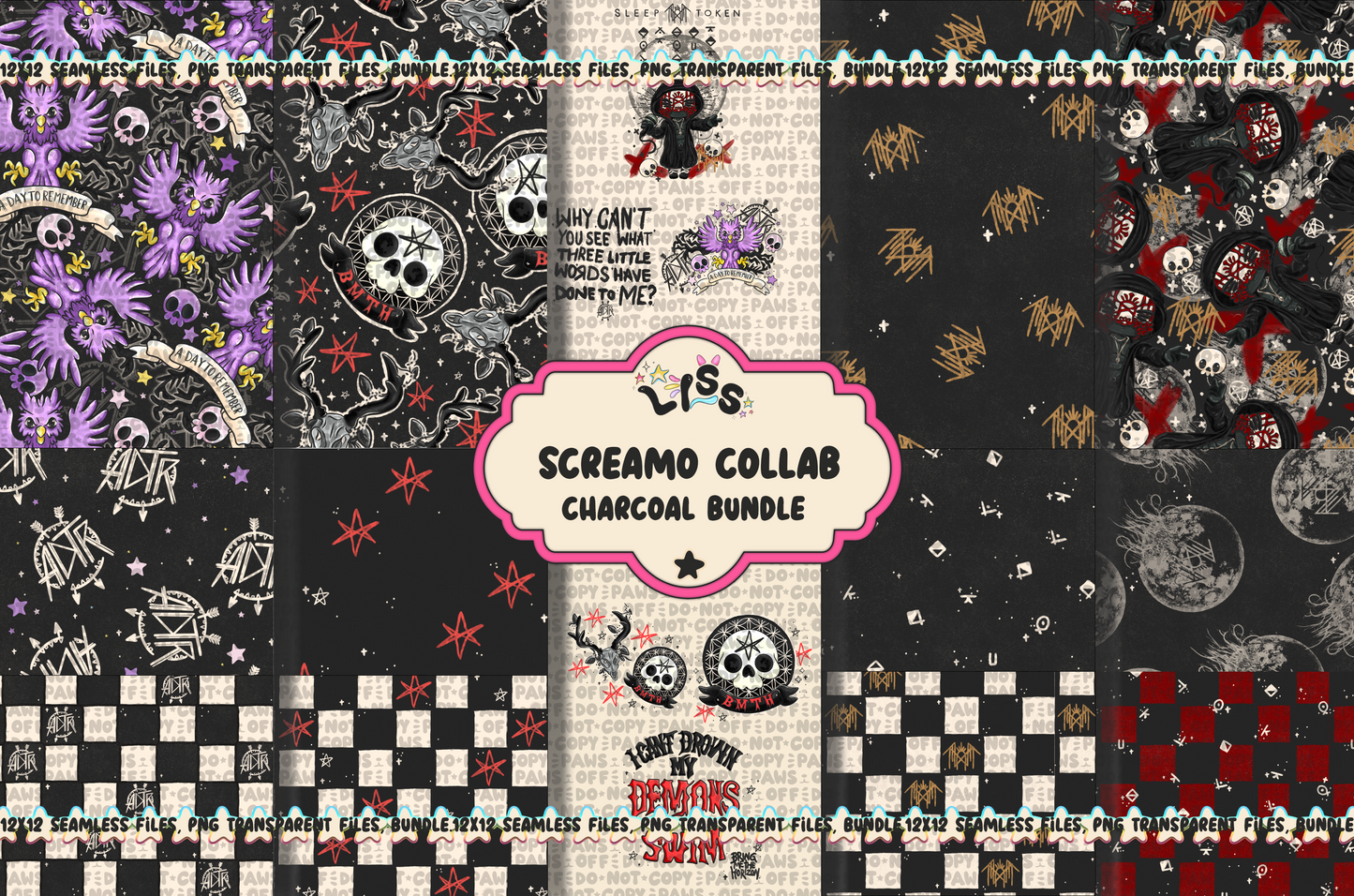 2024 - Lyss Doodles - Seamless - BUNDLES - SCREAMO COLLAB - 24LD037-39