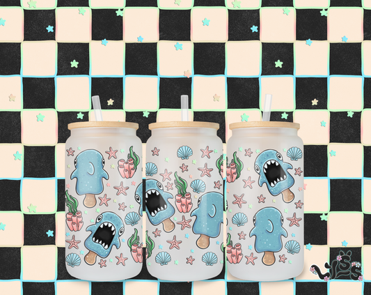 2025 - Lyss Doodles -  Tumbler Wrap Files - Icy Sharks - 25LD043 - 16OZ Tumbler Wrap