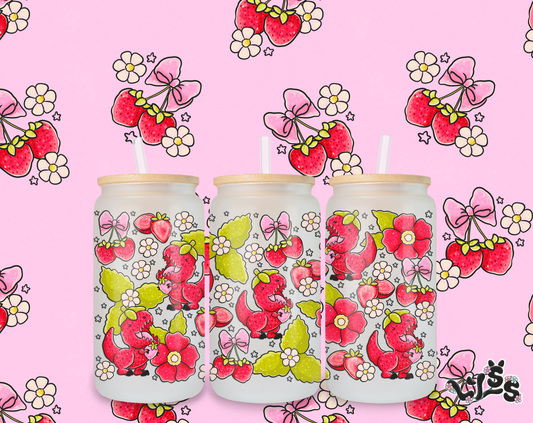 2025 - Lyss Doodles -  Tumbler Wrap Files - Strawberry Trex - 25LD046 - 16OZ Tumbler Wrap