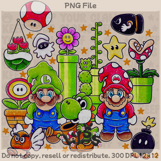 2025 - Lyss Doodles -  PNG Files -  Garden Mario - 25LD032