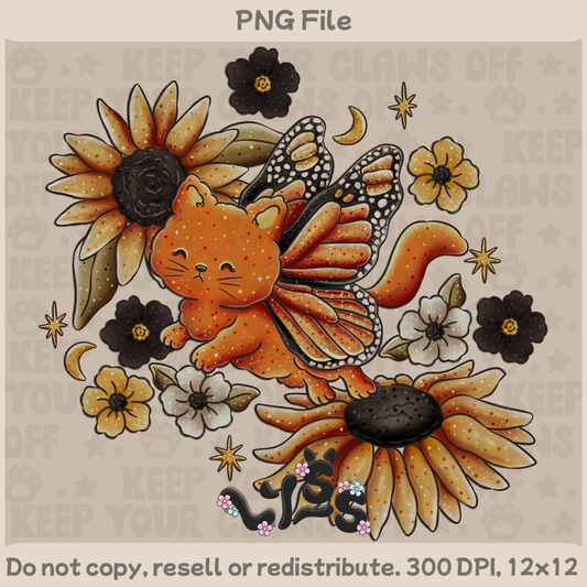 2025 - Lyss Doodles -  PNG Files - ButterflyCat - 25LD063