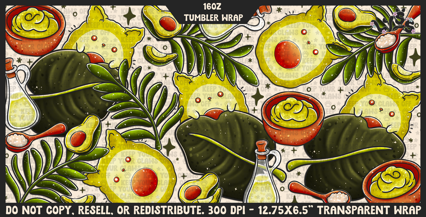 2025 - Lyss Doodles -  Tumbler Wrap Files - Avocato - 25LD038 - 16OZ Tumbler Wrap