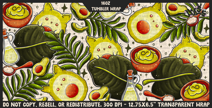 2025 - Lyss Doodles -  Tumbler Wrap Files - Avocato - 25LD038 - 16OZ Tumbler Wrap