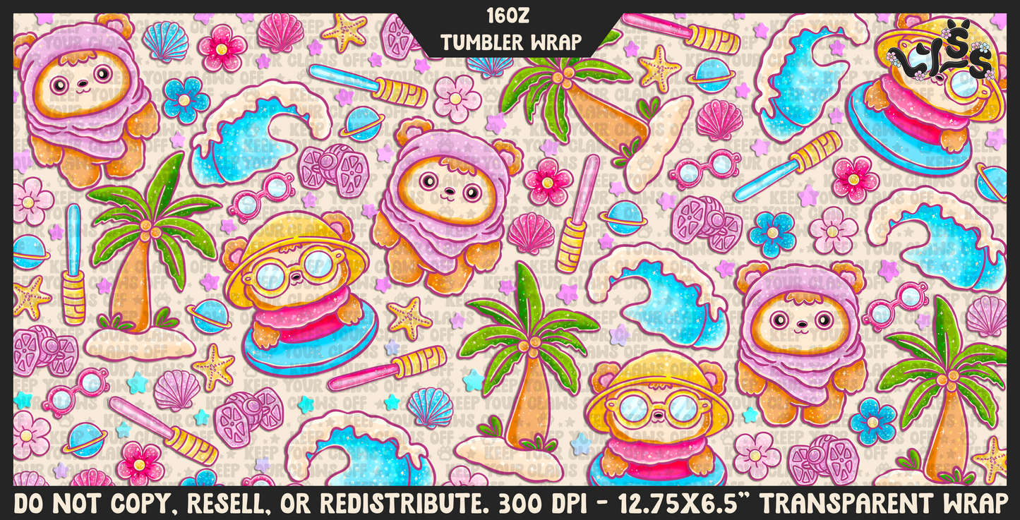 2025 - Lyss Doodles -  Tumbler Wrap Files - Summer Ewoks - 25LD024