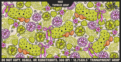 2025 - Lyss Doodles -  Tumbler Wrap Files - Garden Pickles - 25LD041 - 16OZ Tumbler Wrap