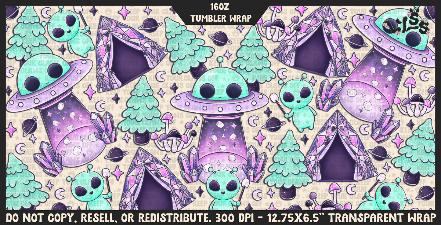 2025 - Lyss Doodles -  Tumbler Wrap Files - Amethyst Aliens - 25LD026 - 16OZ Wrap