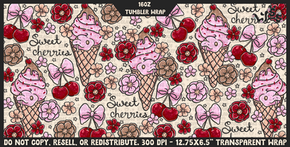 2025 - Lyss Doodles -  Tumbler Wrap Files - Sweet Cherry Scales - 25LD045 - 16OZ Tumbler Wrap